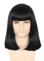 Unisex Black Wig with Bangs Short Straight Halloween Cosplay Costume Party Wigs Lord Farquaad wig. 