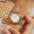 POSHI Original Waterproof Quartz Watch for Women Fashion Ladies Bracelet Luxury Stainless Steel Strap Date Week Women's Watches. 