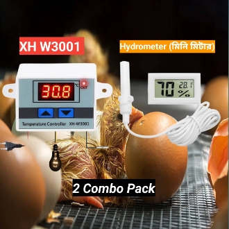 Mini Hydrometer Digital Temperature and Humidity Meter for Egg Incubator Laboratory Aquarium with Temperature Range And XH-W3001 Digital Temperature Controller LED Display Thermometer Controller Supply DC12/AC220V Using Egg Incubator Equivalent W1209