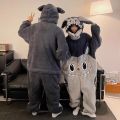 Kigurumi Unicorn Cat Onesie Winter Warm Sleepwear Women Men Pajamas Slipper Couple Pijamas Cartoon Hooded Nightwears Slipper. 
