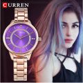 Curren Watch rose Gold Women Japanese Movement Fashion Simple Top Brand Luxury Stainless Steel  Ladies Watch. 