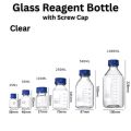 Media Bottle Reagent Culture Bottle Borosilicate Type Glass with Blue Screw Cap & White Graduations Heat Resistant Transparent Glass Lab Media Bottle for Learning Educational & Science Projects 10ml 25ml 50ml 100ml 250ml 500ml 1000ml 2000ml 5000ml 10000ml. 