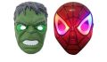 Kids Halloween Prank Luminous Led Spiderman Hulk Avengers Superman Hulk  Batman Face Mask Superhero  Led Light Up Mask For Kids Ages 3 And Up Multicolor Plastic Face Mask. 