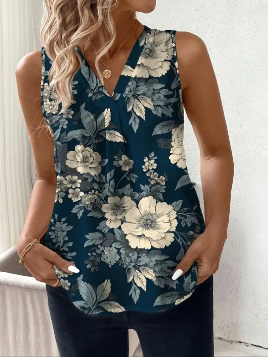 Plus%20Size%20Sleeveless%20V-Neck%20Floral%20Print%20Blouse%20for%20Effortless%20Elegance%20Soft%20Breathable%20Fabric%20Ideal%20for%20Warm%20Weather%20-%20Image%205