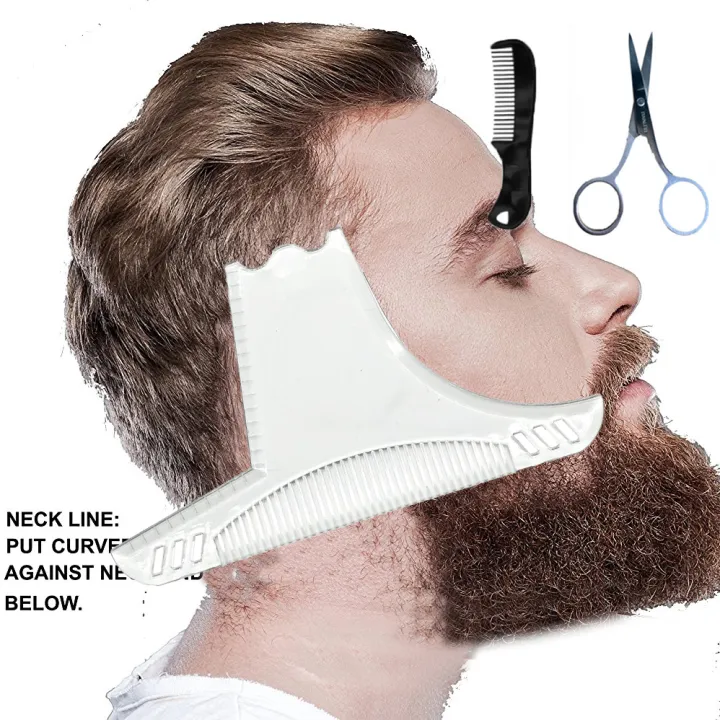 3Pcs%20Kit%20Men's%20Beard%20Shaper%20Tool%20Beard%20Shaping%20Styling%20Comb%20Template%20Clippers%20Beard%20Comb%20Scissors%20Beard%20Shaping%20Tool%20Set%20-%20Image%203