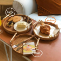 Handwoven Rattan Tray & Food Storage Basket | Eco-Friendly Kitchen Organizer with Lid, Farmhouse Home Decor. 