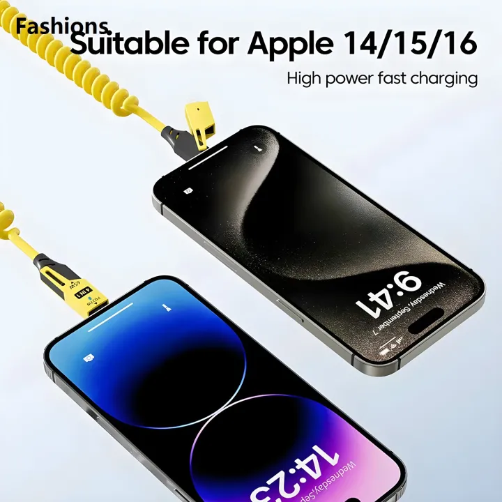 Fashions%2065W%20Quick%20Charger%20Spring%20USB%20Cable%204%20in%201%20Spring%20Data%20Cable%206A%20USB%20Type%20C%20Spring%20Telescopic%20Wire%20for%20iPhone%20iPad%20MacBook%20Huawei-Multicolour%20-%20Image%202