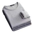 Winter  Men's Long-sleeved Thermal Underwer T-Shirt Fleece Bottoming Shirt Round Neck Shirt Fashion Plus Velvet Padded T-shirt. 