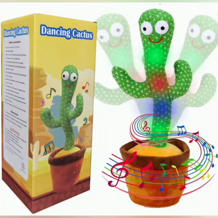 Talking Cactus Toy | Dancing & Singing Plush Cactus with Music, Voice Recording & Interactive Play | Electronic Twisting Cactus Doll for Kids | Fun, Educational & Adorable Home Decoration Gift