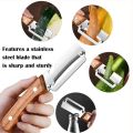 1/2/3/5pcs Stainless Steel Peeler Oak Wooden Handle For Peeling And Slicing Fruits And Vegetables Durable And Smooth Operation. 