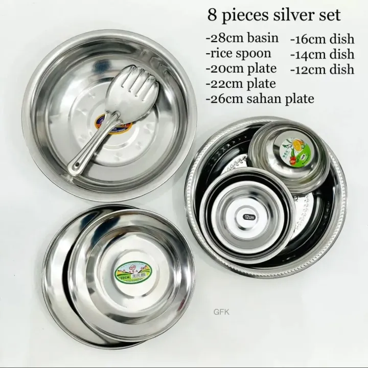 Stainless%20Steel%20Dish%20Set%20/%20Lunch%20Dinner%20Food%20Serveware%208%20Pcs%20Combo%20Set%20For%20Home%20&%20Outdoor%20-%20Image%203