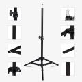 2.1 m tripod stand adjustable height low live light stand thermometer adjustable height up to selfie tripod easy to use. 