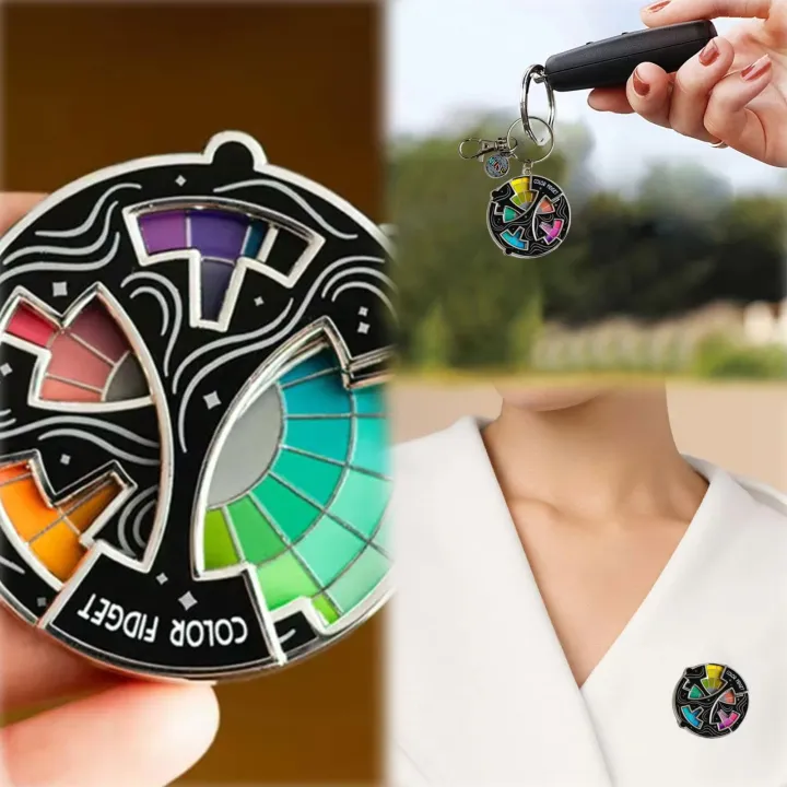 Color Fidget Enamel Pin Color Wheel Spinner Lapel Pins Relieve Stress ...