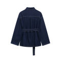 DUOPERI Women Fashion 2 Pieces Sets With Belt Denim  Jackets & Vintage Front Zipper Jeans Trousers Feamle Chic Lady Pants Sets. 