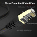 ROVLL CAT7 Ethernet Cable Flat Lan Cable STP Round RJ45 Network Cable Cat 7 Internet Cord 10Gbps Braided Patch Cord.