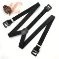 Work Suspenders Belt for Men 4cm Wide X-Back with 3 Plastic Gripper Clasps Adjustable Elastic Trouser Pants Braces-Black.