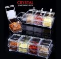 Transparent Crystal Condiments Organizer Seasoning Box Condiments 4 Spice Crystal Seasoning Box. 