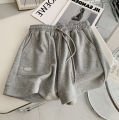 Women's comfortable loose wide-legged drawstring A pants Slim Waist Slim fit casual home versatile sports shorts. 