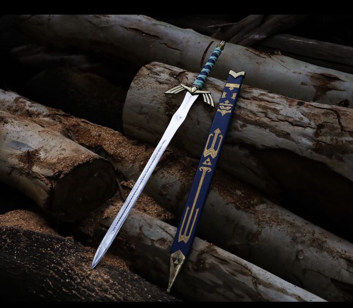 Zelda Sword, Legend of Zelda Link's Master Sword Steel Variation in Blue with Leather Sheath