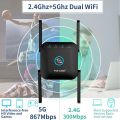 PIXLINK AC24 WiFi Extender 1200Mbps 2.4&5Ghz Dual Band Wireless Long Range Extender Quick Setup For Home Signal Booster. 