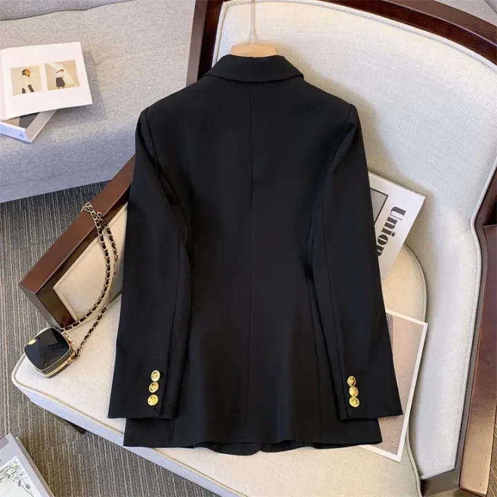 Smvp%202024%20Autumn%20Winter%20New%20Office%20Elegant%20Temperament%20Metal%20Buttons%20Coat%20Ladies%20Vintage%20Double-breasted%20Black%20Outerwear%20Women%20-%20Image%206