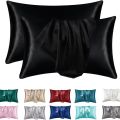 2pcs Satin Silk Pillowcase for Hair and Skin, Coral Pillow Cases Standard Size Set of Super Soft Pillow Case.