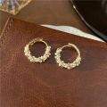 French Imitation Pearl Circel Earring Small Round Hoop Earrings For Women New Design Texture Earrings Jewelry Elegant  K-. 