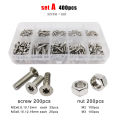 400/650/2100X M1.6 M2 M2.5 M3 M4 M5 304 Stainless Steel Torx Flat Countersunk Head Screw Bolt Nut Washer Set Assortment Kit Box. 