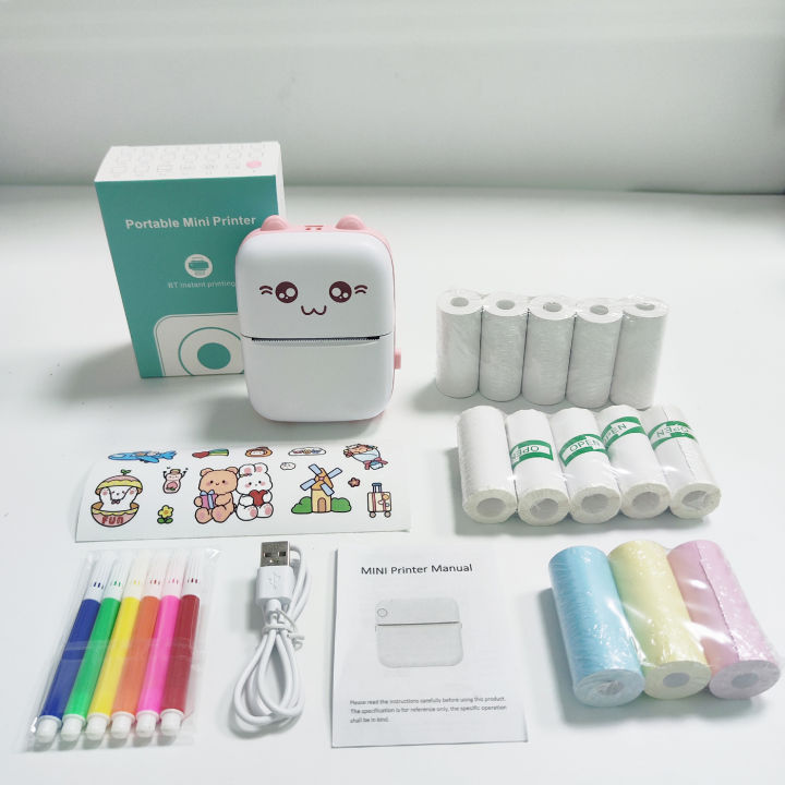 Portable Wireless Mini Thermal Printer - Multi-Function, Cute Design, Print Worksheets, Labels, Photos & Text, for Travel, Home
