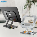 Tablet Holder Carbon Steel Stand with 360° Rotation Adjustable Stand For iPad Pro Air Mini Mobile Phone Desk Bracket 4-15 Inch. 