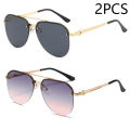 1/2/3 PCS New Sunglasses For Men's High-end Driving Uv Anti-metal Sunglasses Frameless Double Beam Pilot Car Glasses 9258. 
