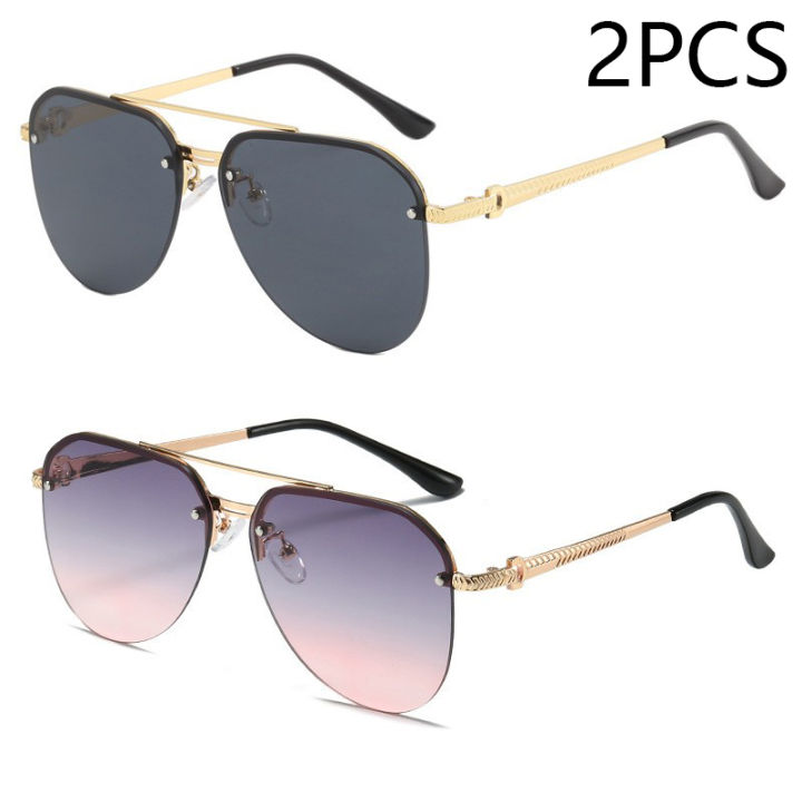 1/2/3%20PCS%20New%20Sunglasses%20For%20Men's%20High-end%20Driving%20Uv%20Anti-metal%20Sunglasses%20Frameless%20Double%20Beam%20Pilot%20Car%20Glasses%209258%20-%20Image%207