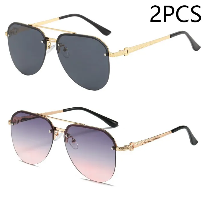 1/2/3%20PCS%20New%20Sunglasses%20For%20Men's%20High-end%20Driving%20Uv%20Anti-metal%20Sunglasses%20Frameless%20Double%20Beam%20Pilot%20Car%20Glasses%209258%20-%20Image%207