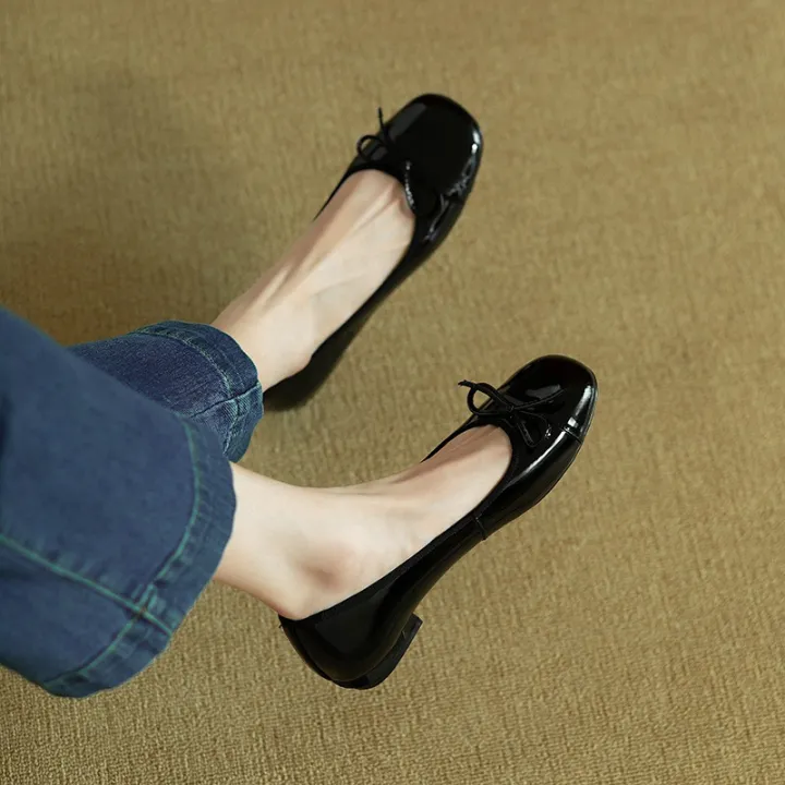 new%20Spring%20Autumn%20fashion%20Woman's%20Flats%20Patent%20Leather%20Ballet%20Flats%20Bowtie%20Boat%20Shoes%20Low%20Heels%20Slip%20on%20Flat%20Woman%20Black%20Loafers%20-%20Image%202