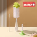 SAIDAH Simple Nylon Sponge Suction Feeding Bottle Nipple Pacifier Brush Set Water Sippy Vacuum Cup Cleaning（2 in 1）. 