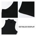 Summer Black Women Fashion Crop Top High Neck Black Sleeveless Tank Tops with Breathable and Comfortable Fit.