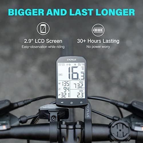 CYCPLUS Bike Computer GPS Wireless, ANT+ Cycling Computer GPS with Bluetooth, Multifunctional ANT+ Bicycle Computer GPS with 2.9 LCD Screen, Bike Speedometer with Auto Backlight IP67