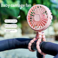 1 PC Folding Fan Multi-functional Stroller Handheld Mini Fan Portable USB Charging Octopus Stand Variable Styling With LED Light. 