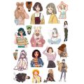 Kawaii Anime Girl A5 UNCUT Sticker Sheet For Notebook Journals Water Bottle. 