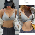 FINETOO Women Wireless Bra Deep V Padded Bralette S-XL Trendy Stripe Knitting Bras  Ladies Brassiere Solid Underwear 6 Color. 