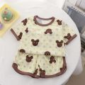 Children Clothing Set Boys and Girls' Clothes Summer Ice Silk Short Sleeved Baby 2Pcs Sets Toddler Loungewear Soft Pajamas 1-7Y. 