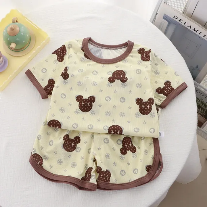 Children%20Clothing%20Set%20Boys%20and%20Girls'%20Clothes%20Summer%20Ice%20Silk%20Short%20Sleeved%20Baby%202Pcs%20Sets%20Toddler%20Loungewear%20Soft%20Pajamas%201-7Y%20-%20Image%206