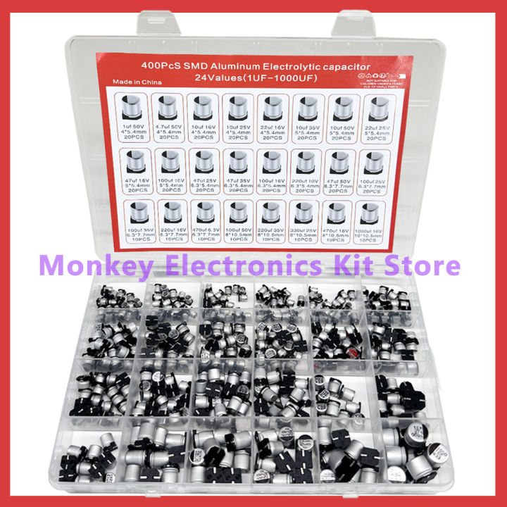 24 Values 500 Pcs Aluminum Electrolytic Capacitor Assortment Box Kit