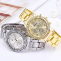 Gold Women Watch Geneva Classic Stainless Steel Women's Watch Fashion Rhinestone Quartz Watches Wristwatch for Woman Girls. 