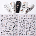 2Pcs Cartoon Cute Cat Nail Childlike Stickers Holographic Love Heart Bronzing Star Sliders Silver Chrome Nail Art Manicure Decor. 