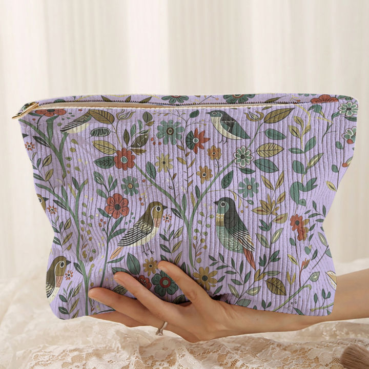 1pc%EF%BC%8CBranch%20bird%20pattern%20corduroy%20zipper%20makeup%20bag,%20lightweight%20and%20multifunctional%20cosmetic%20storage%20bag%20-%20Image%208