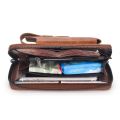 Vintage Solid Color Men's Cell Phone Bag and Wallet - Long PU Leather Wallet with Coin Bag and Money Clip. 