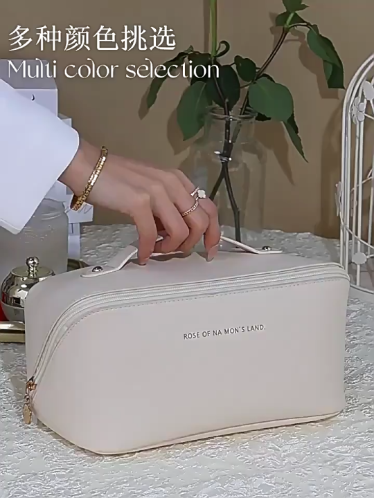 Large Capacity Waterproof Cosmetic Bag – Stylish PU Leather Travel Organizer