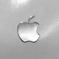 Apple Logo Sticker Silver Metal Look for iPhone and All Mobile Devices.