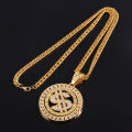 Hip Hop Rotatable US Dollar Pendant Necklace Men Gold Sliver Color Ice Out Crystal Sign Rock Pendant Bling Rapper Bling Jewerly. 